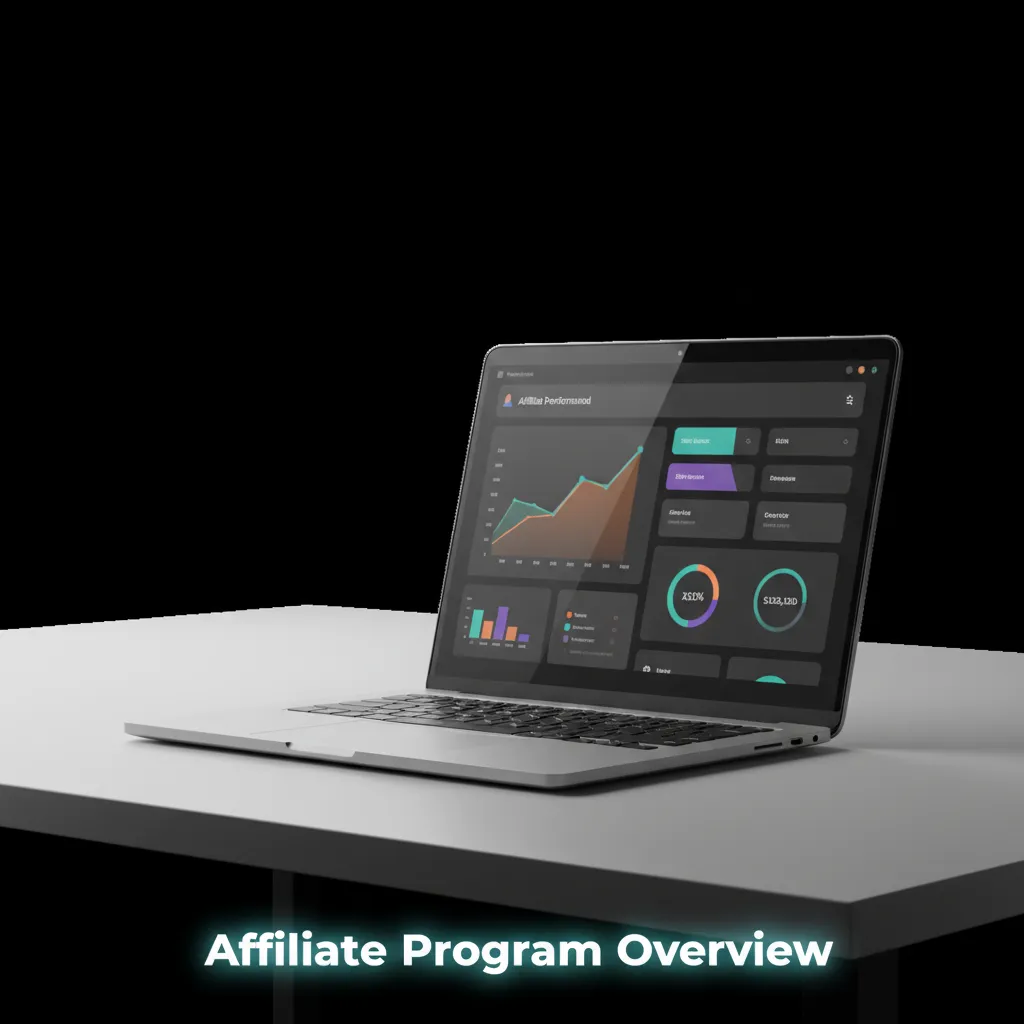 Affiliate program overview with icons for tracked links, analytics, payouts, and Kenya-focused marketing assets.