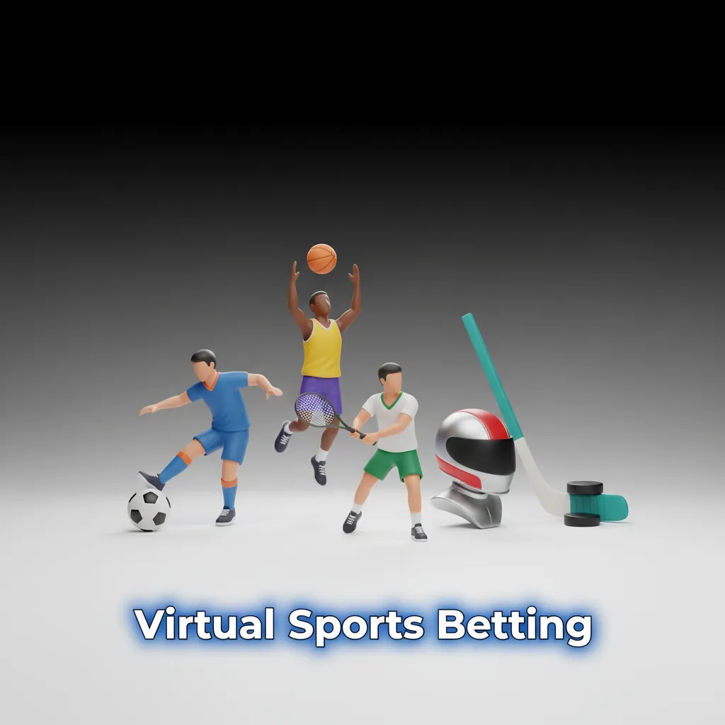 Virtual sports betting UI with 24/7 computer‑generated football, horse racing, greyhounds, and basketball options.