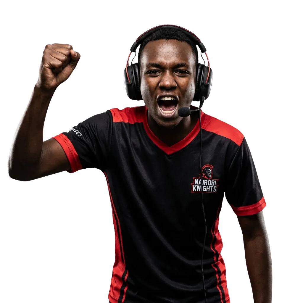 WinWin Kenya esports betting banner showing app, live match odds, and 200% Casino Welcome Bonus + 150 Free Spins