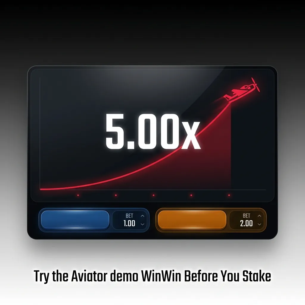 Aviator demo interface with virtual balance, multiplier growth, Auto Cash Out, stats; practice before real play.