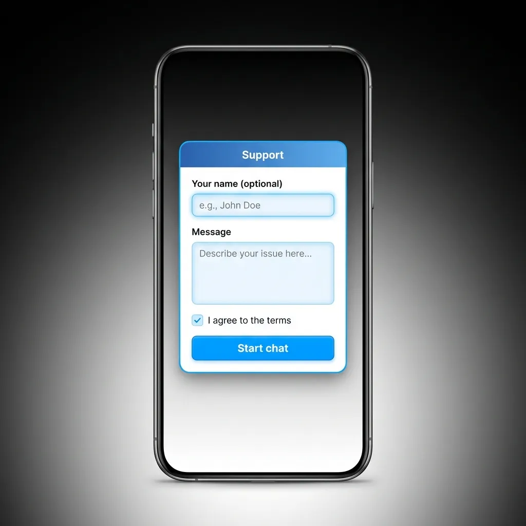 Help & Support in iPhone app: 24/7 live chat, support tickets, Help Centre FAQs and guides for account, payments, betting.