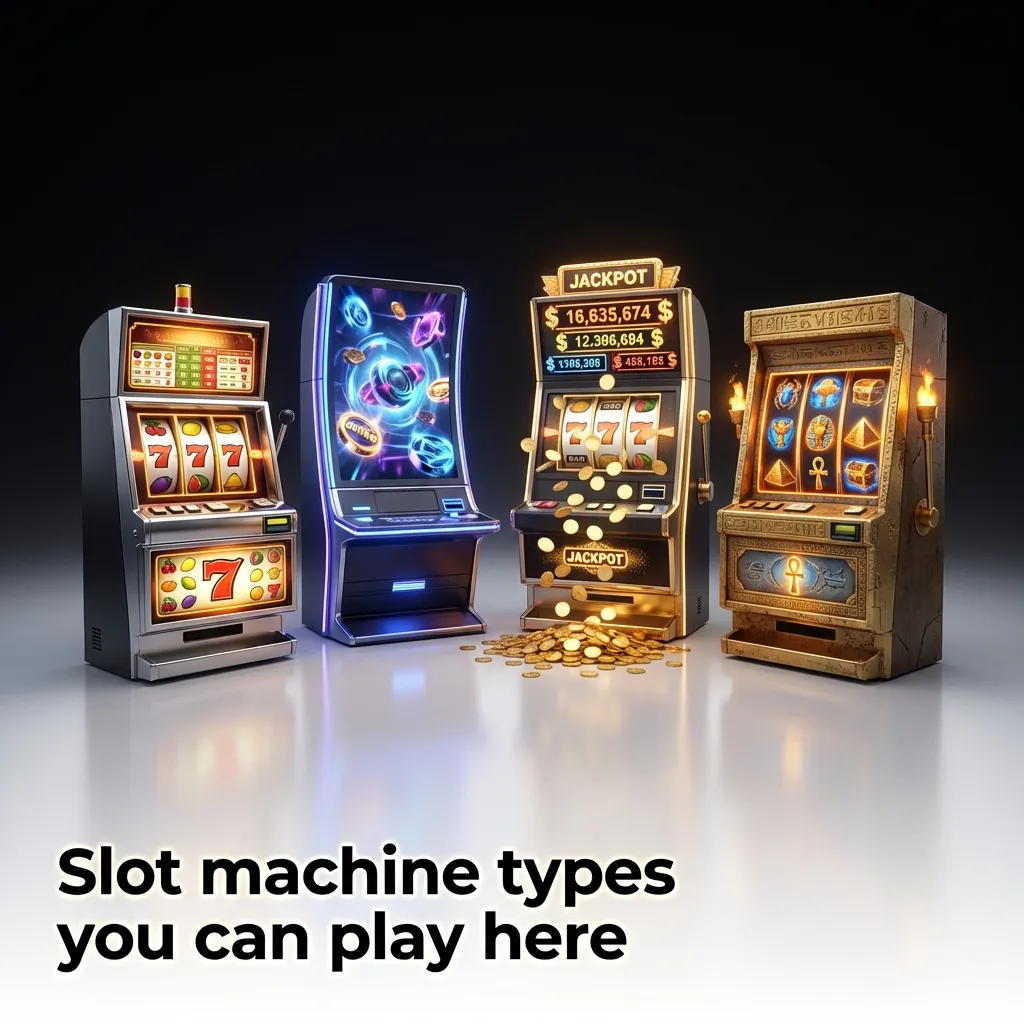 Slot types: Classic 3-Reel, Video, Megaways, Progressive & Daily Drop, Cluster Pays, Hold & Win, Bonus Buy, Branded.