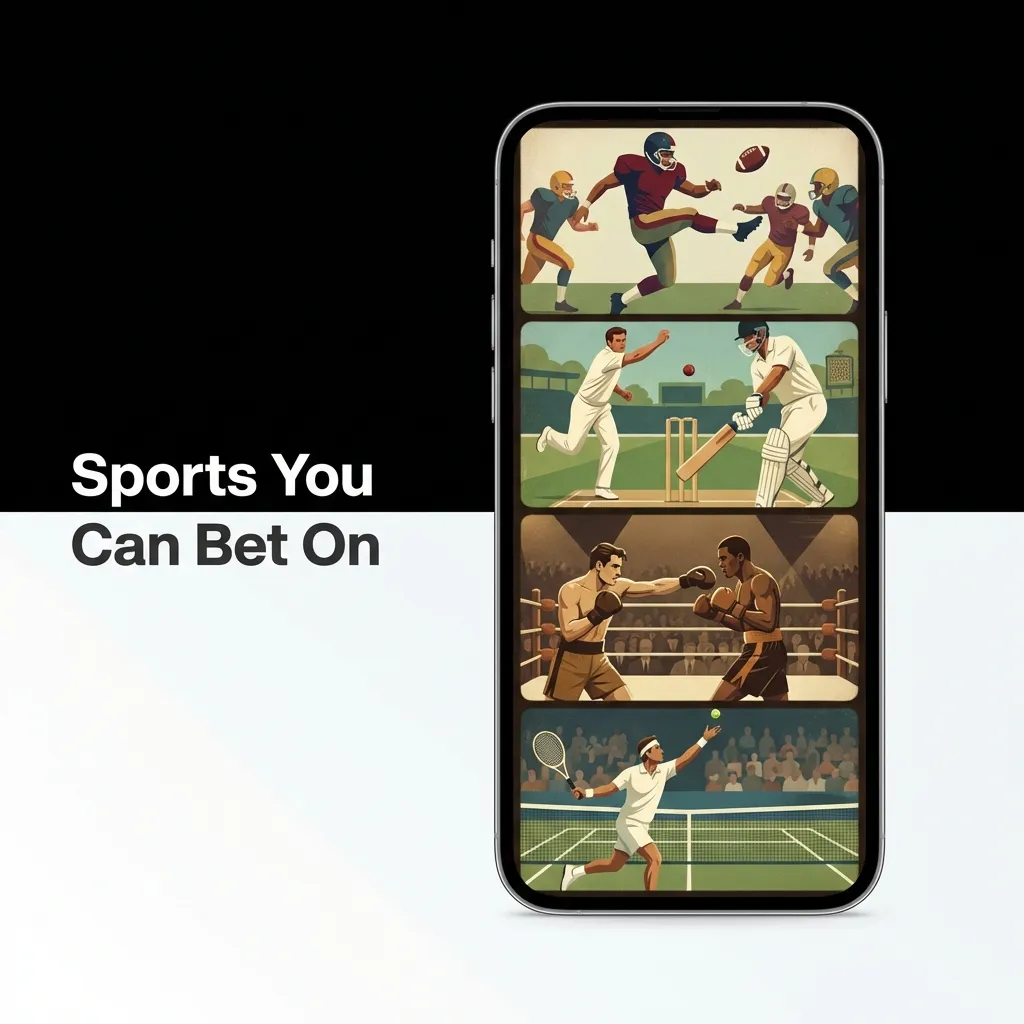 Promo banner 'Sports You Can Bet On' with icons for football, basketball, tennis, cricket, rugby, boxing, MMA, esports.