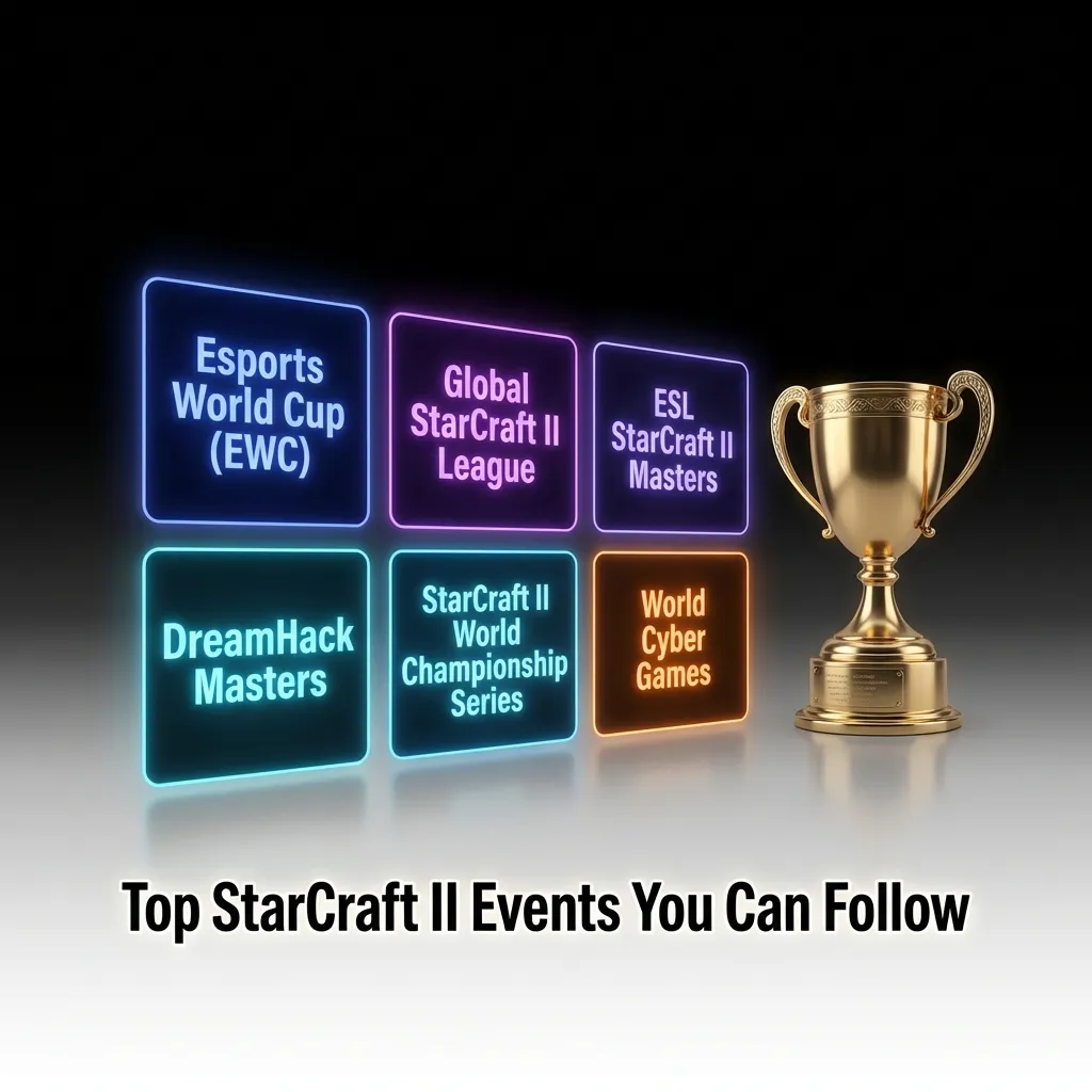 StarCraft II events montage: EWC, GSL, ESL Masters, IEM Katowice, TSL, HomeStory Cup, WTL, and more.