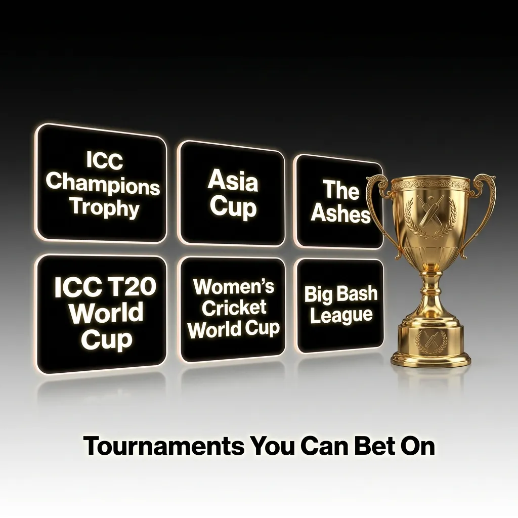 Tournaments You Can Bet On: ICC Cricket World Cup, T20 World Cup, The Ashes, IPL, PSL, BBL, CPL; pre‑match and live markets.